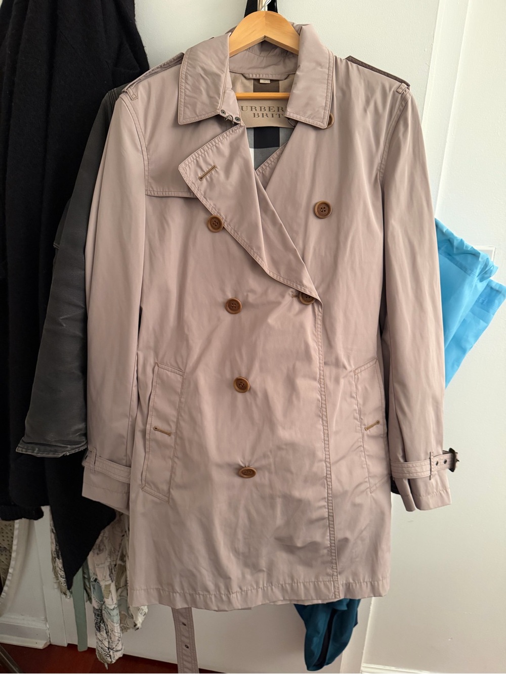 Burberry Men's Double-Breasted Raincoat in Taupe